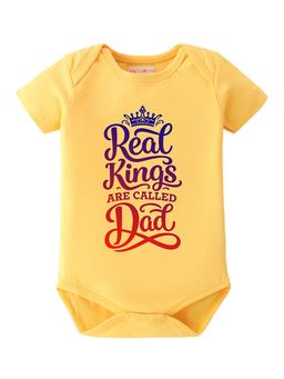 BLUSHES - Half Sleeve Real King Are Called Dad Printed Onesies - Yellow