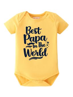BLUSHES - 100% Cotton Knit Half Sleeve Best Papa Ever Printed Onesies - Yellow