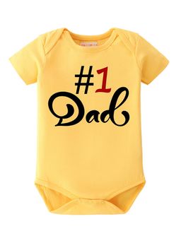 BLUSHES - 100% Cotton Knit Half Sleeve Dad Printed Onesies - Yellow