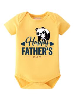 BLUSHES - 100% Cotton Knit Half Sleeve Happy Father's day Printed Onesies -Yellow