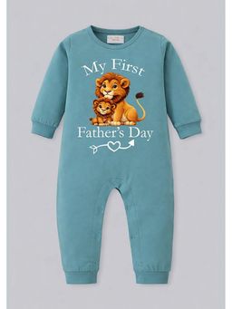 BLUSHES - Full Sleeve My First Father's Day Printed Romper - Blue
