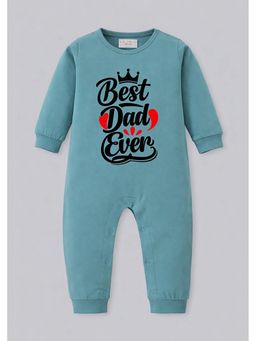 BLUSHES - 100% Cotton Knit Half Sleeve Best Dad Ever Printed Romper - Blue