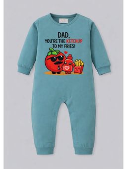 BLUSHES - Full Sleeve Dad You're The Ketchup Printed Romper - Blue