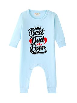 BLUSHES - 100% Cotton Knit Half Sleeve Best Dad Ever Printed Romper - Aqua Blue