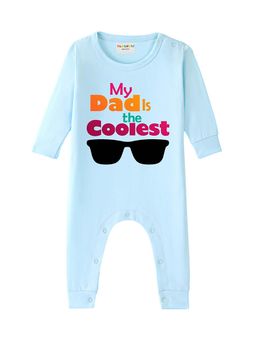 BLUSHES - 100% Cotton Knit Full Sleeve My First Father's Day Printed Romper - Sea Green
