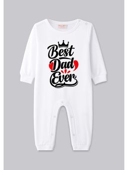 BLUSHES - 100% Cotton Knit Half Sleeve Best Dad Ever Printed Romper - White