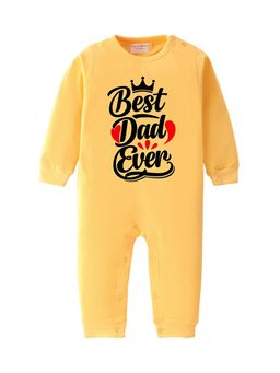 BLUSHES - 100% Cotton Knit Half Sleeve Best Dad Ever Printed Romper - Yellow