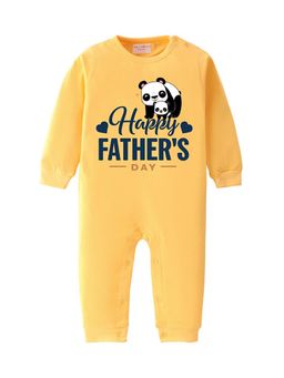 BLUSHES - 100% Cotton Knit Full Sleeve Happy Father's Day Printed Romper - Yellow