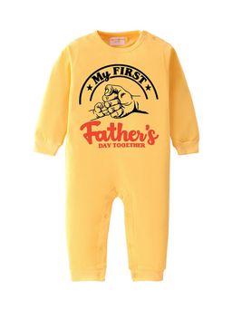 BLUSHES - Full Sleeve My First Father's Day Together Printed Romper - Yellow