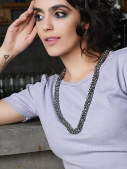 Odette - Crystal Grey- Black Cut Beads Layered Necklace