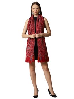 SWI STYLISH - Kashmiri Kani Wool Stole for Women-Maroon