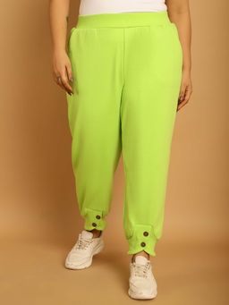 theRebelinme - Plus Size Women's Bright Green Solid Color Knitted Winter Trouser