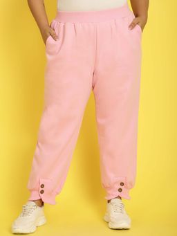 theRebelinme - Plus Size Women's Light Pink Solid Color Knitted Winter Trouser