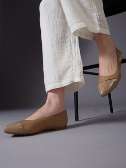 Inc.5 - Womens Beige Party Solid Round Toe Ballerinas