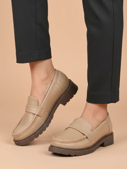 Inc.5 - Womens Beige Work Round Toe Loafers