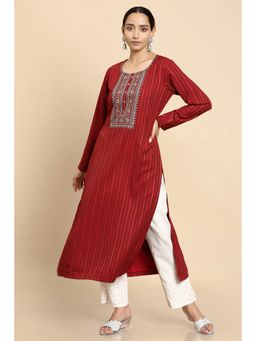 Soch - Women Red Striped Kurta