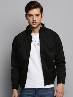 SHOWOFFFF - Men's Mock Collar Solid Black Open Front Jacket