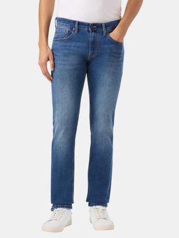 Pepe Jeans - Men Blue Cotton Blend Solid Slim Jeans