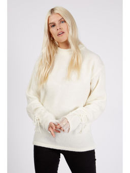 Trendyol - White Tie Sleeve Knit
