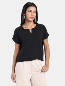 R&B - Black Regular Fit Solid Top