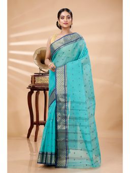 DipDiya - Green Pure Cotton Woven Saree Without Blouse