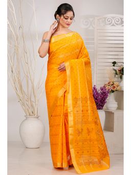 DipDiya - Yellow Pure Cotton Woven Saree Without Blouse