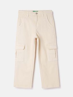 United Colors of Benetton - Beige Solid Straight Fit Cargo Pant