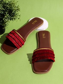 Inc.5 - Womens Maroon Casual Solid Square Toe Flats