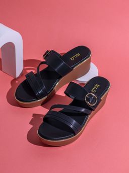 Inc.5 - Womens Black Party Wear Solid Round Toe Wedges Heels