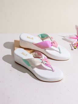 Inc.5 - Womens White Party Wear Printed Toe Round Toe Wedges Heels