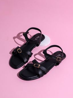 Inc.5 - Womens Black Casual Striped Square Toe Sandals