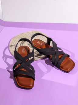 Inc.5 - Womens Black Casual Striped Square Toe Sandals