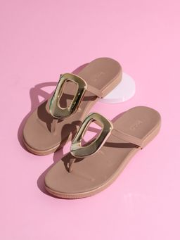 Inc.5 - Womens Brown Ethnic Solid T-Strap Flats