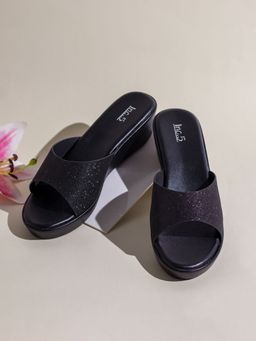 Inc.5 - Womens Black Party Wear Solid Round Toe Sandal Heels