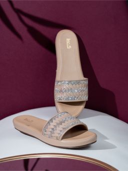 Inc.5 - Womens Beige Casual Solid Round Toe Slip-On Sandals