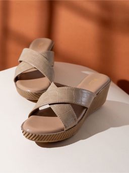 Inc.5 - Womens Beige Party Wear Solid Round Toe Wedges Heels