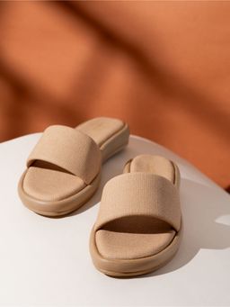 Inc.5 - Womens Beige Casual Solid Round Toe Slip-On Sandals