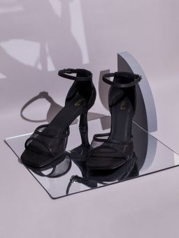 Inc.5 - Womens Black Party Wear Transparent Square Toe Kitten Sandal Heels
