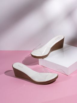 Inc.5 - Womens White Party Wear Transparent Round Toe Wedges Heels