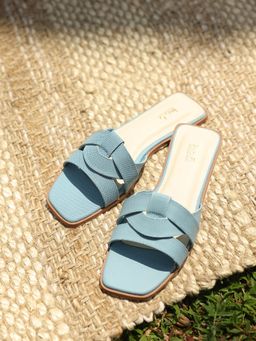 Inc.5 - Womens Blue Casual Striped Square Toe Flats