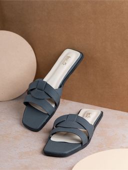 Inc.5 - Womens Grey Casual Striped Square Toe Flats