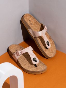 Inc.5 - Womens Peach Casual Solid T-Strap Slip-On Sandals