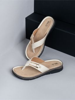 Inc.5 - Womens Cream Casual Solid T-Strap Slip-On Sandals
