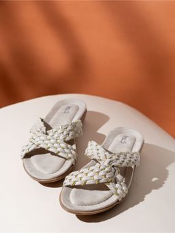 Inc.5 - Womens Beige Casual Printed Toe Round Toe Slip-On Sandals