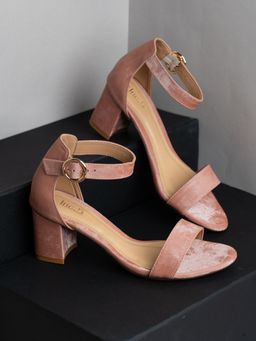 Inc.5 - Womens Peach Party Wear Solid Round Toe Block Sandal Heels