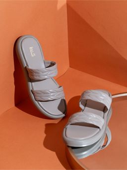 Inc.5 - Womens Grey Casual Solid Round Toe Slip-On Sandals