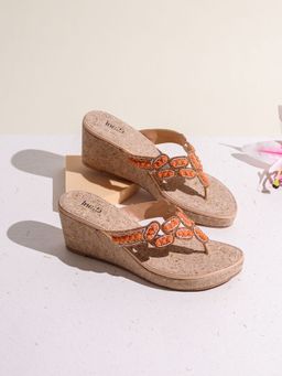 Inc.5 - Womens Rose Gold Ethnic Embellished Round Toe Wedges Heels