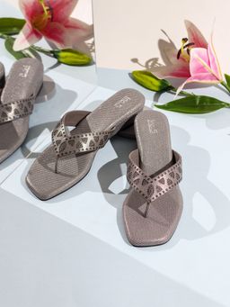 Inc.5 - Womens Pewter Ethnic Printed Toe Square Toe Wedges Sandals