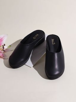 Inc.5 - Womens Black Party Wear Solid Round Toe Mules Heels