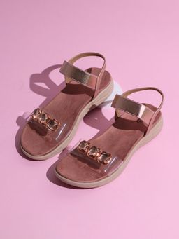 Inc.5 - Womens Rose Gold Party Wear Transparent Round Toe Sandals